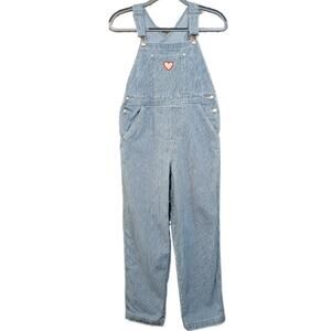 GAP Railroad Stripe Overalls Women’s Large Heart Applique late 90s/early Y2K